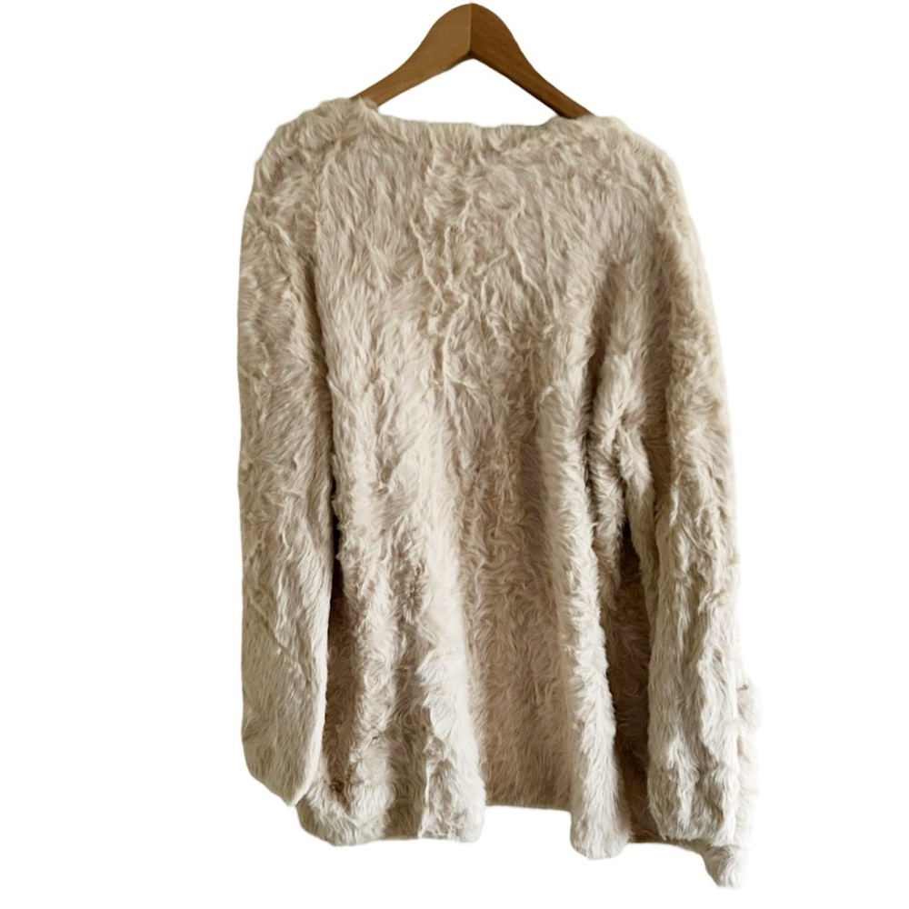 Free People Cream Soft Faux Fur Cardigan Oversized Small - Picture 7 of 15